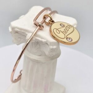 ALEX & ANI‎ "Cheers" Bracelet SWAROVSKI Crystal Enamel Charm Rose Gold Made USA